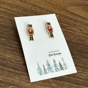 Nutcracker Enamel Earrings, Super Cute Holiday Christmas Earrings
